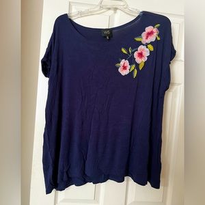 W5 Cap Sleeve Embroidered Dolman Top - 3X